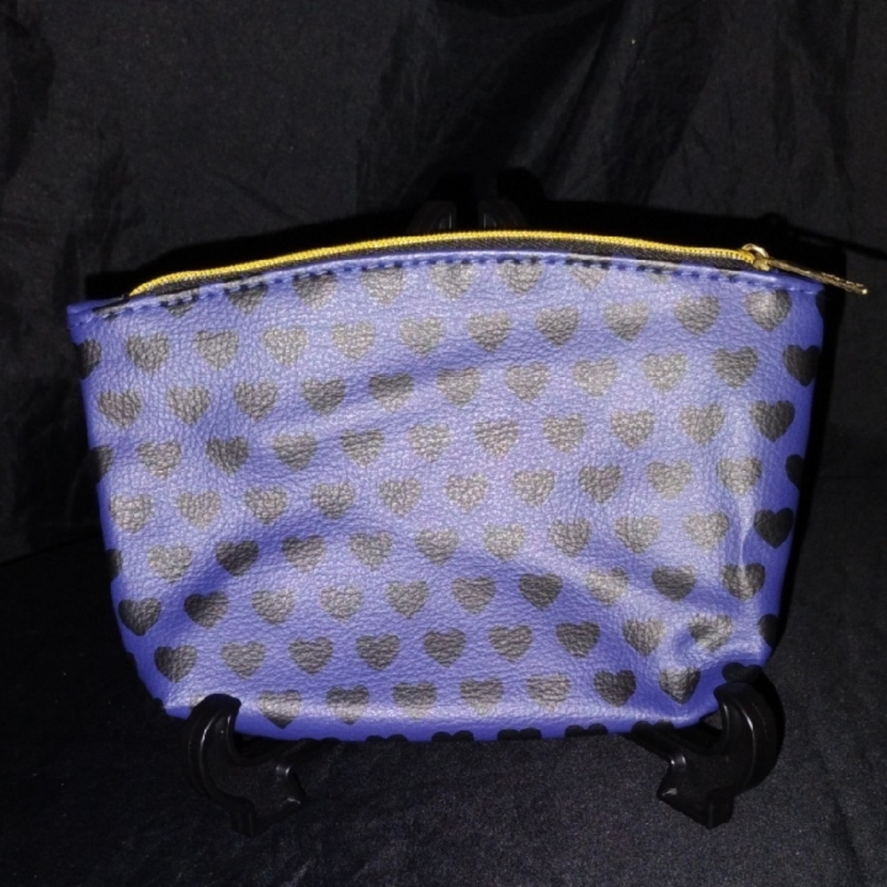 Ipsy Blue and Gray Cosmetic Bag with Zippered Closure